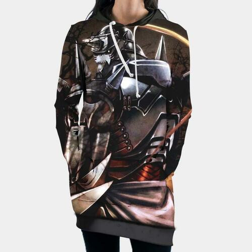 Alphonse Elric Sitting In Dark Night Hooded Dress 3d Hoodie Dress Sweater Dress Sweatshirt Dress Hoodie