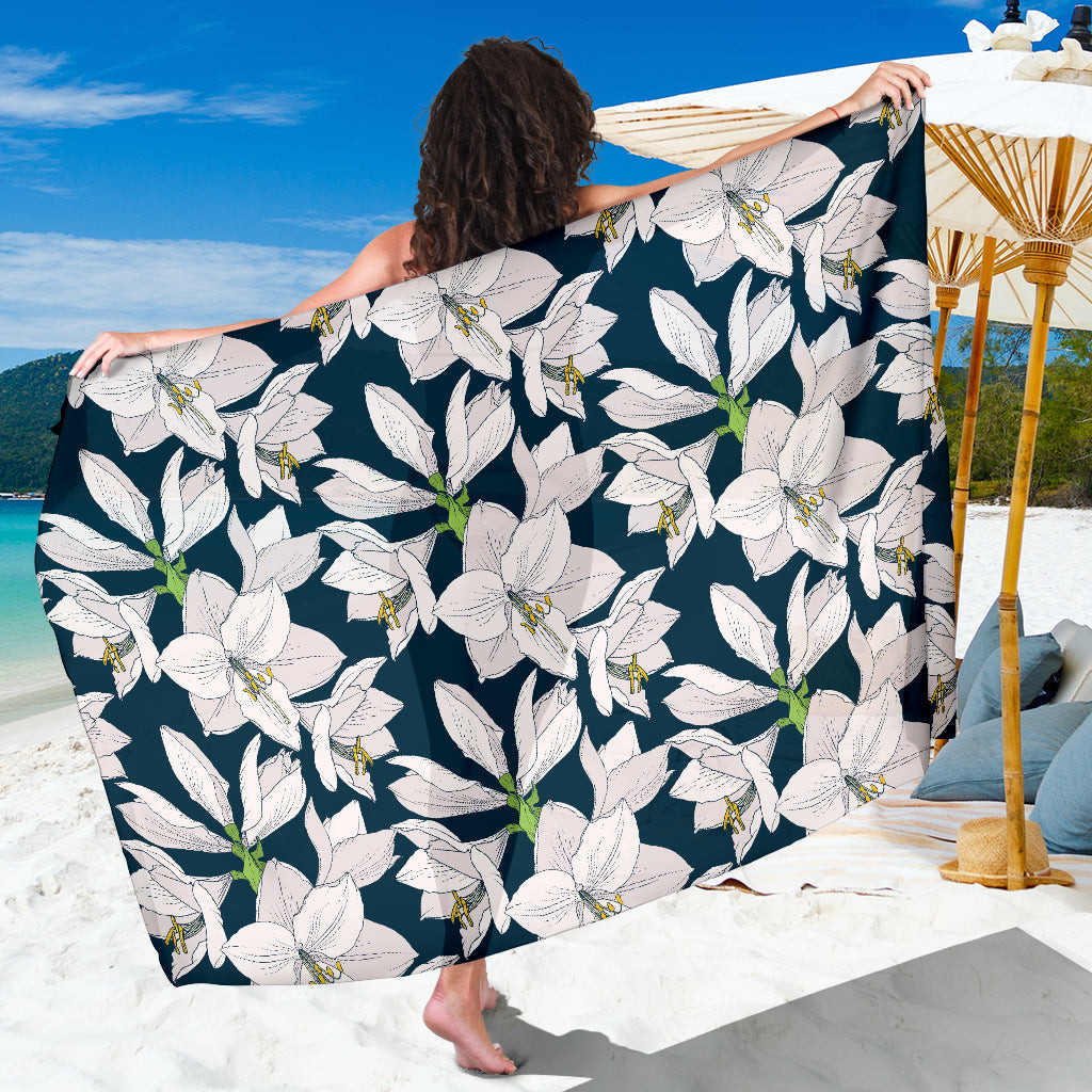 Amaryllis Pattern Print Sarong Cover Up Amaryllis Pareo Wrap Skirt Dress