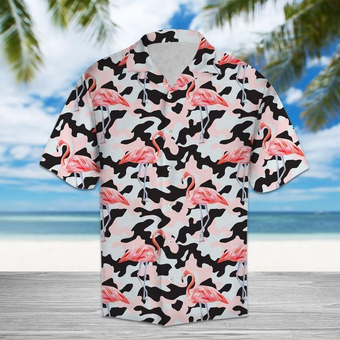 Amazing Camo Flamingo Hawaiian Shirt Tropical Hawaiian Shirt Unisex Adult HW5063