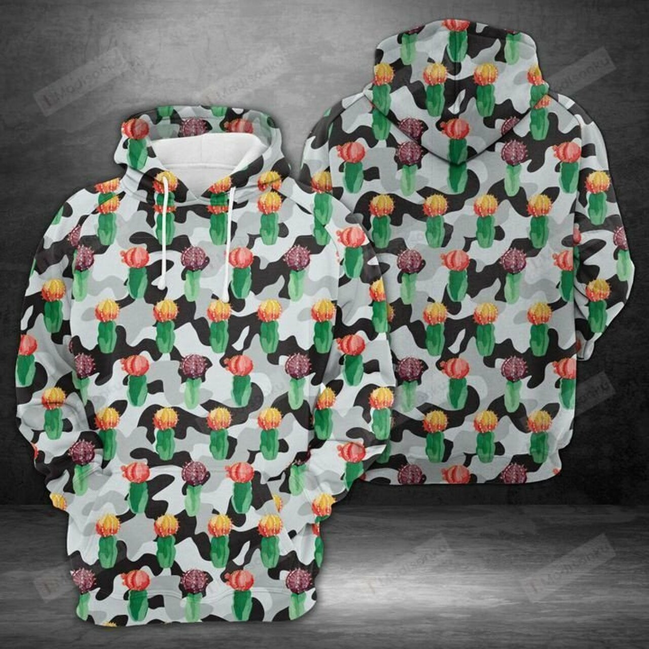 Amazing Camouflage Cactus 3d All Over Print Hoodie