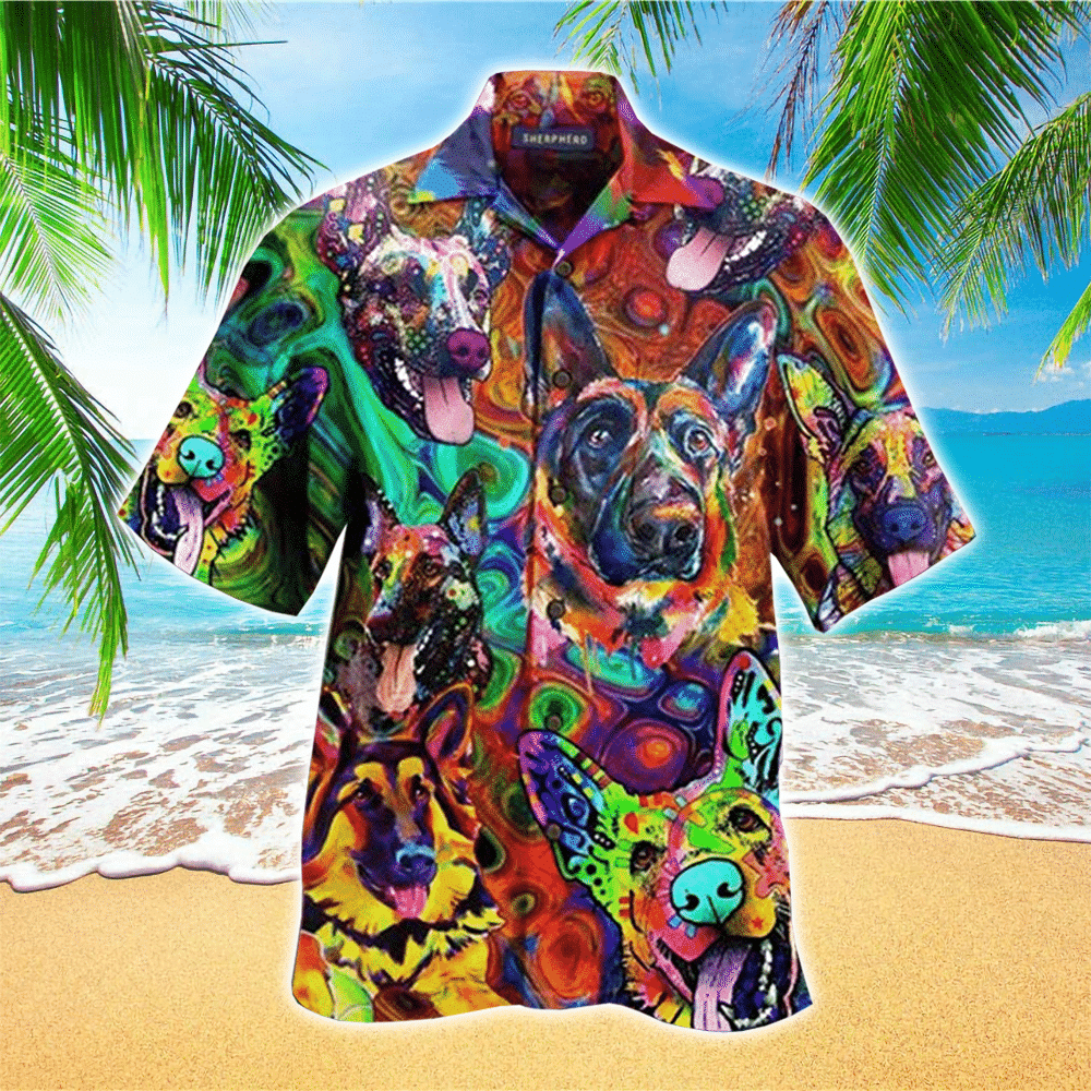 Amazing German Shepherd Colorfull Hippie Hawaiian Shirt for Men and Women
