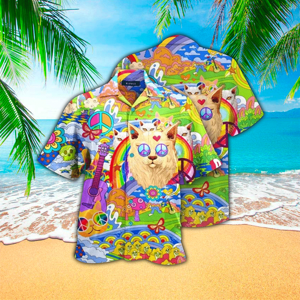 Amazing Hippie Cat Hawaiian Shirt for Men and Women