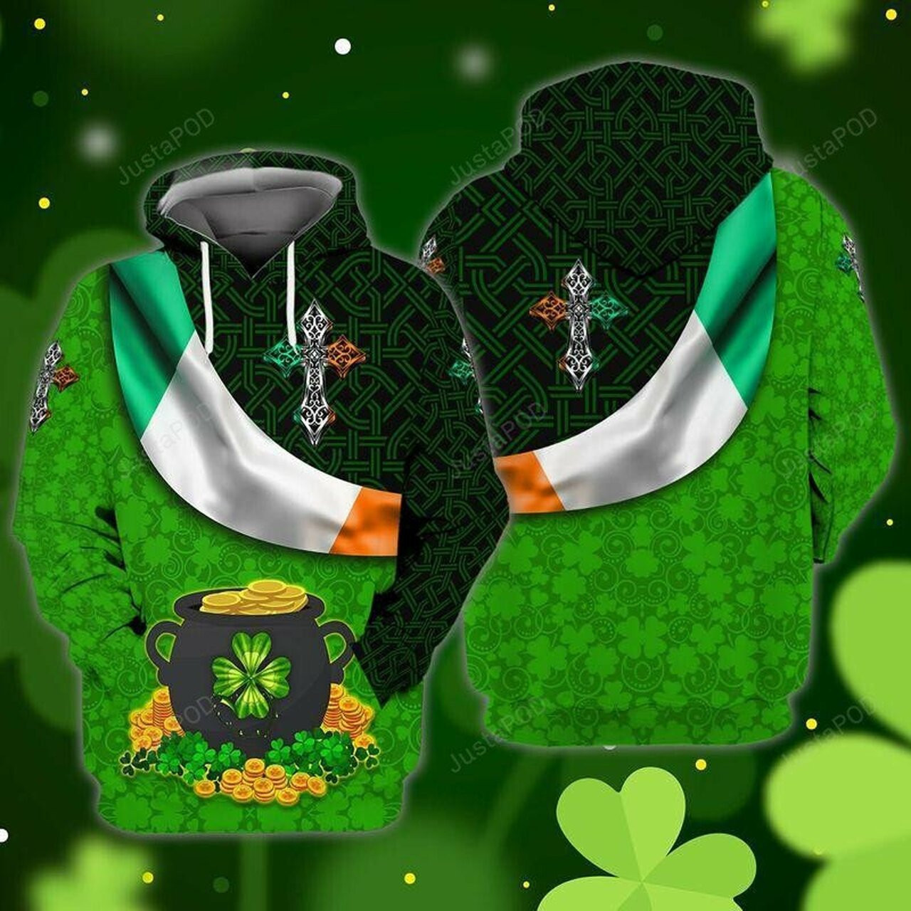 Amazing Irish Shamrock Gold St Patrick 3d All Print Hoodie, Zip-up Hoodie
