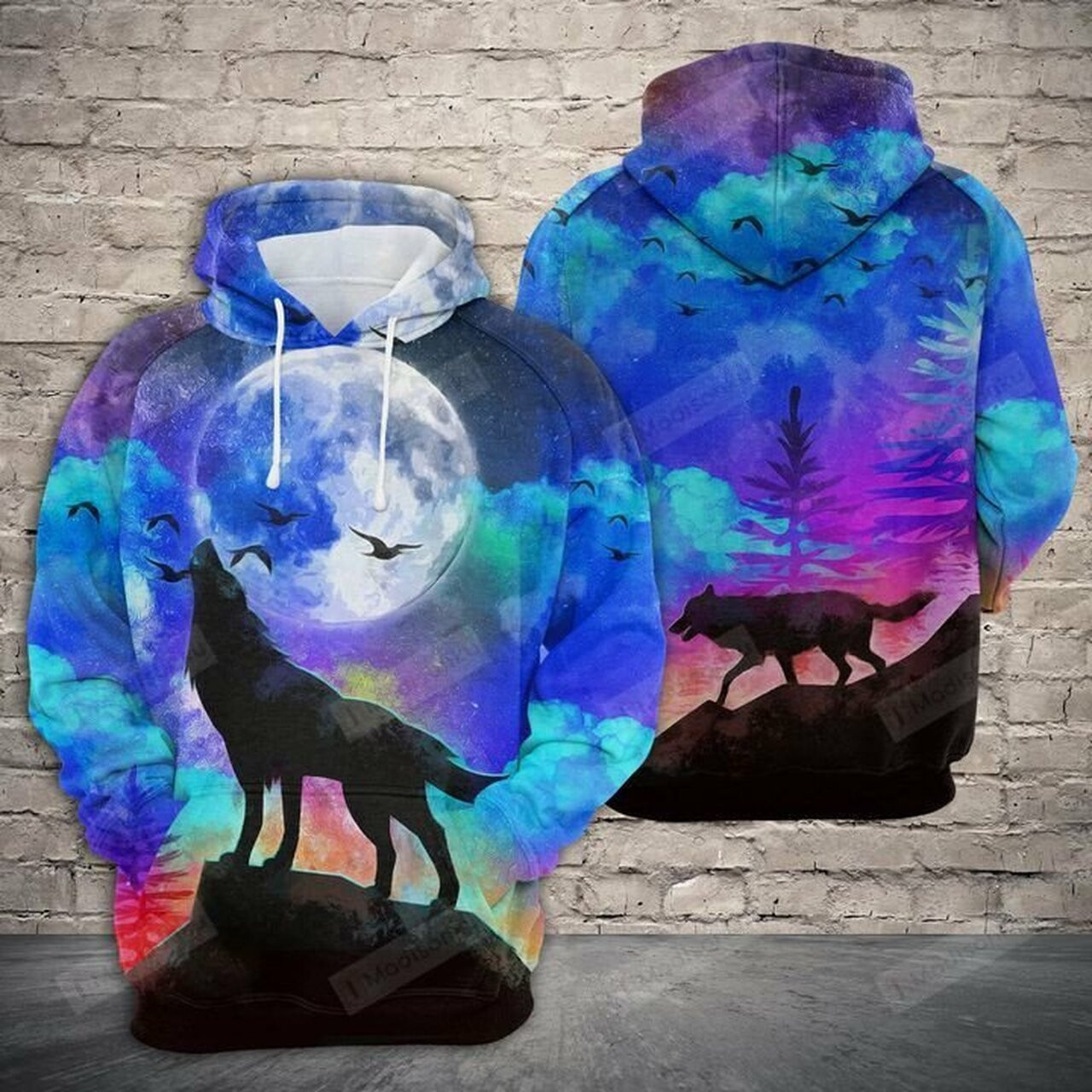 Amazing Wolf At Night For Unisex 3d All Over Print Hoodie