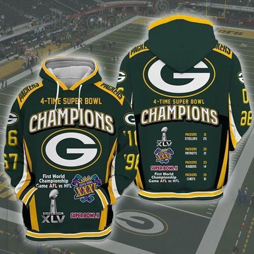 Amazon Sports Team Green Bay Packers Nfl 4 Time Super Bowl Champions No217 Hoodie 3D