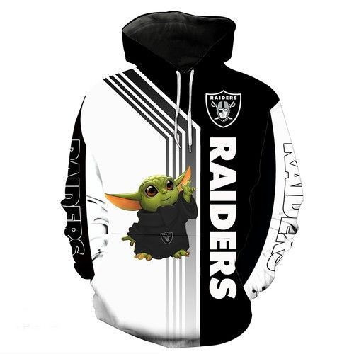 Amazon Sports Team Official Baby Yoda Oakland Raiders Nfl No793 Hoodie 3D