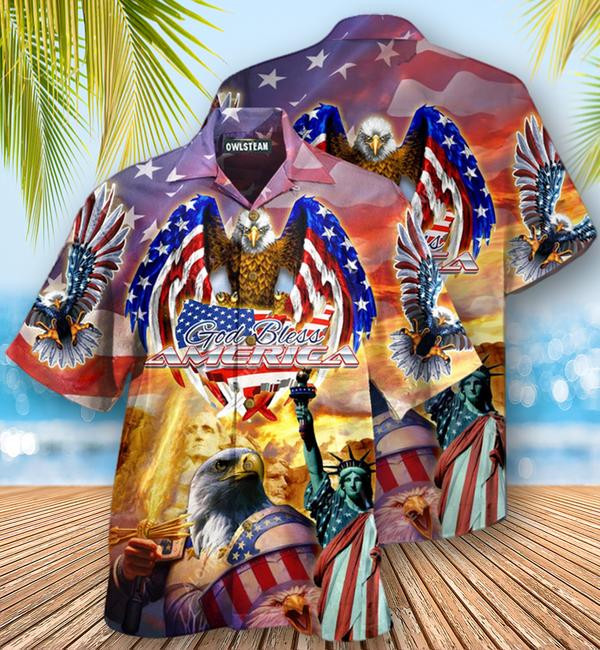 America Eagle Patriotic God Bless America Edition - Hawaiian Shirt Hawaiian Shirt For Men