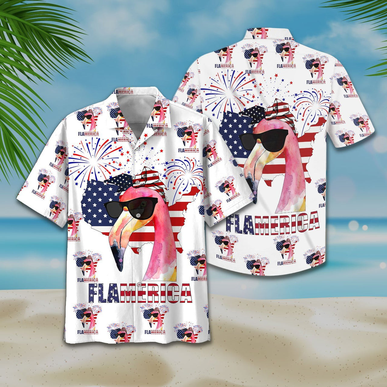 America Flag Flamingo Hawaiian Shirt Tropical Hawaiian Shirt For Men Women