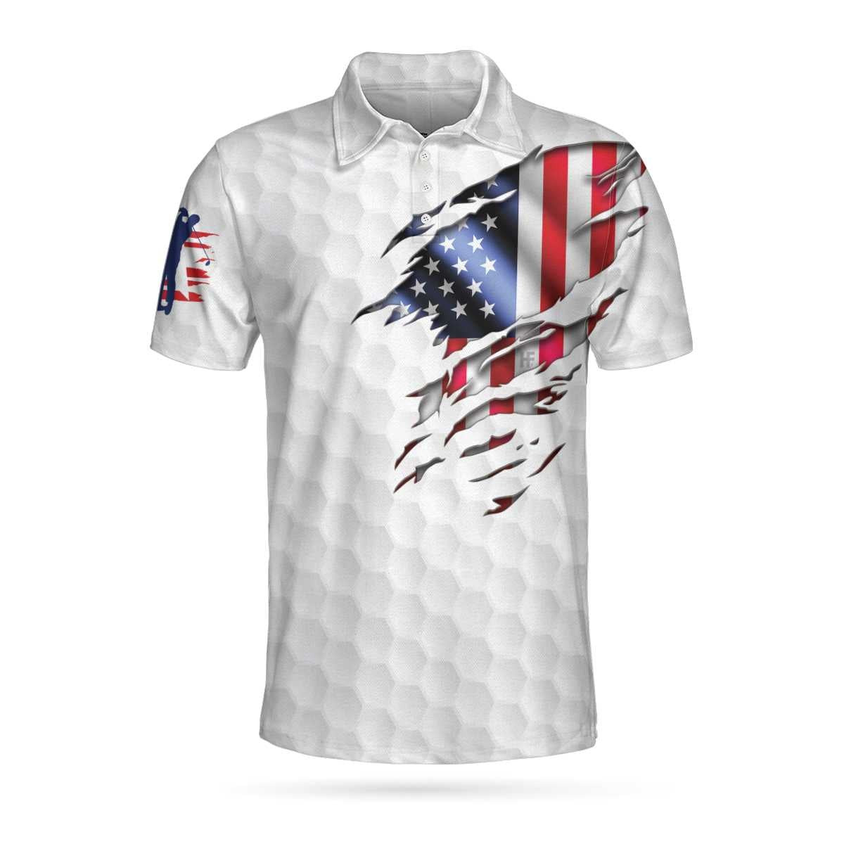 American Eagle Flag Golf Short Sleeve Polo Shirt Golf American Flag Polo Shirt Patriotic Golf Shirt For Men