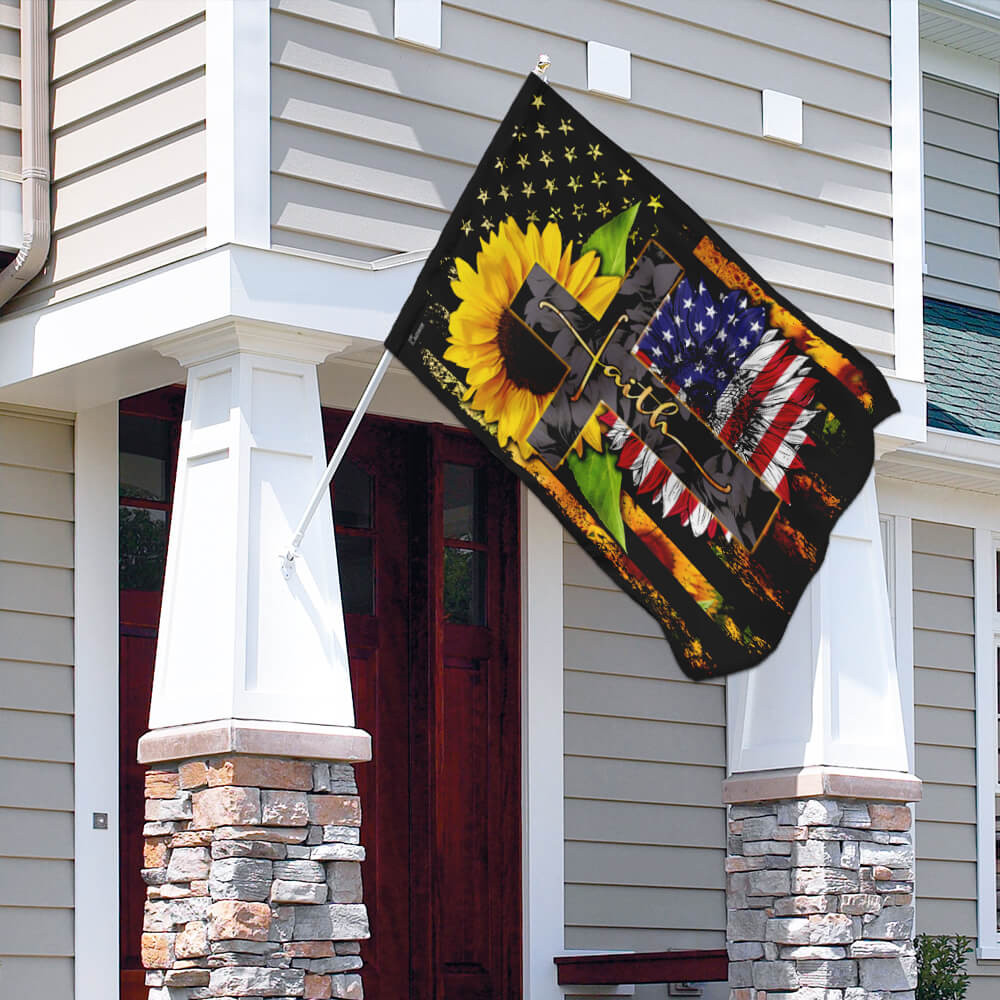 American Faith Sunflower Flag Jesus Flag Christian's Flag God Flag ...