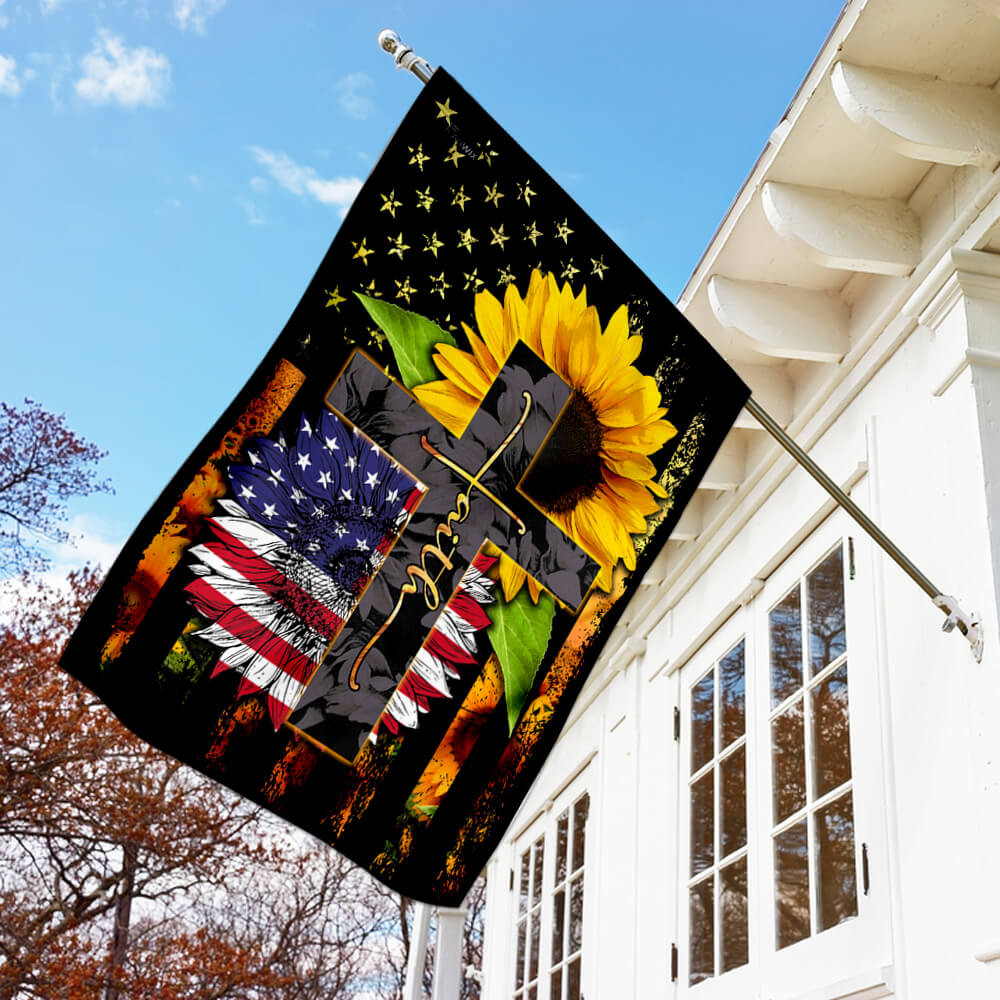 American Faith Sunflower Flag Jesus Flag Christian's Flag God Flag
