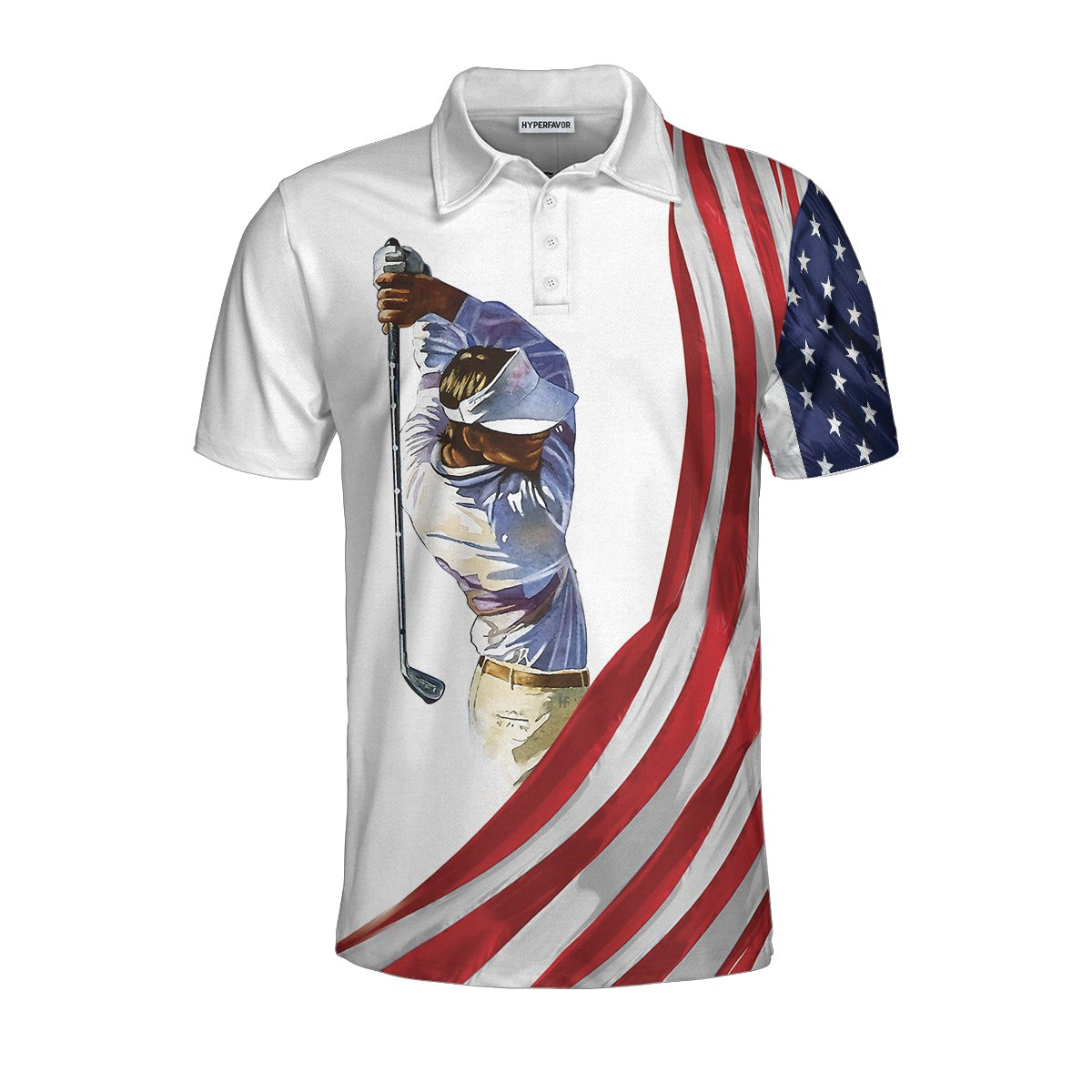 American Flag Golf Art Polo Shirt Patriotic Golf Shirt For Golfers Golf Gift Idea For American Lovers