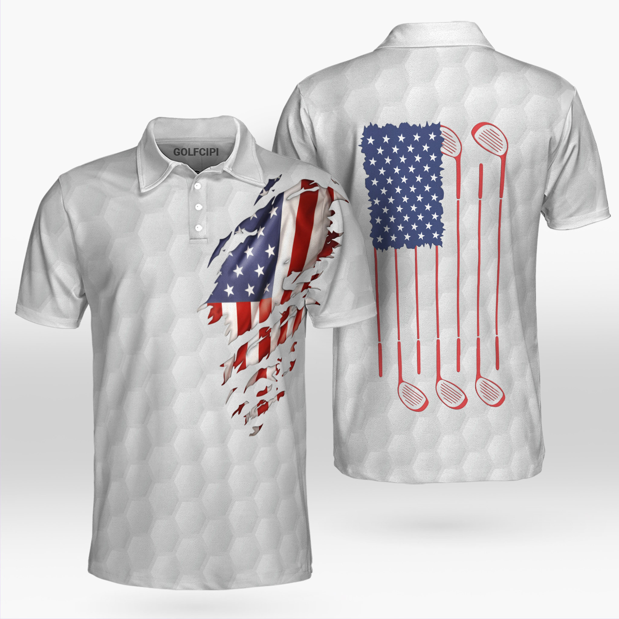 American Flag Golf Shirt Golf Shirts Short Sleeve Polo For Men