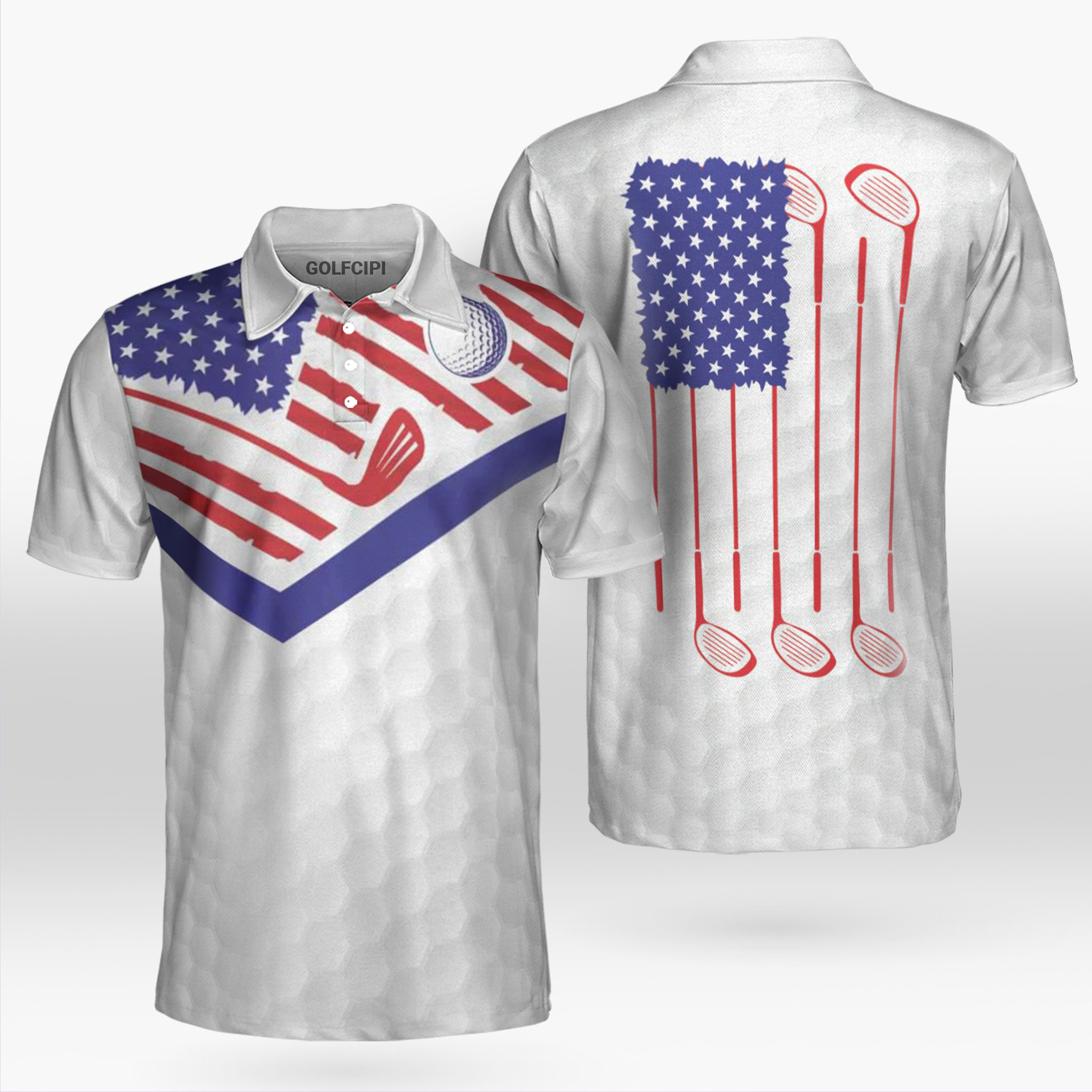 American Flag Golf Shirts Golf Clubs Golf Shirts Short Sleeve Polo For Men