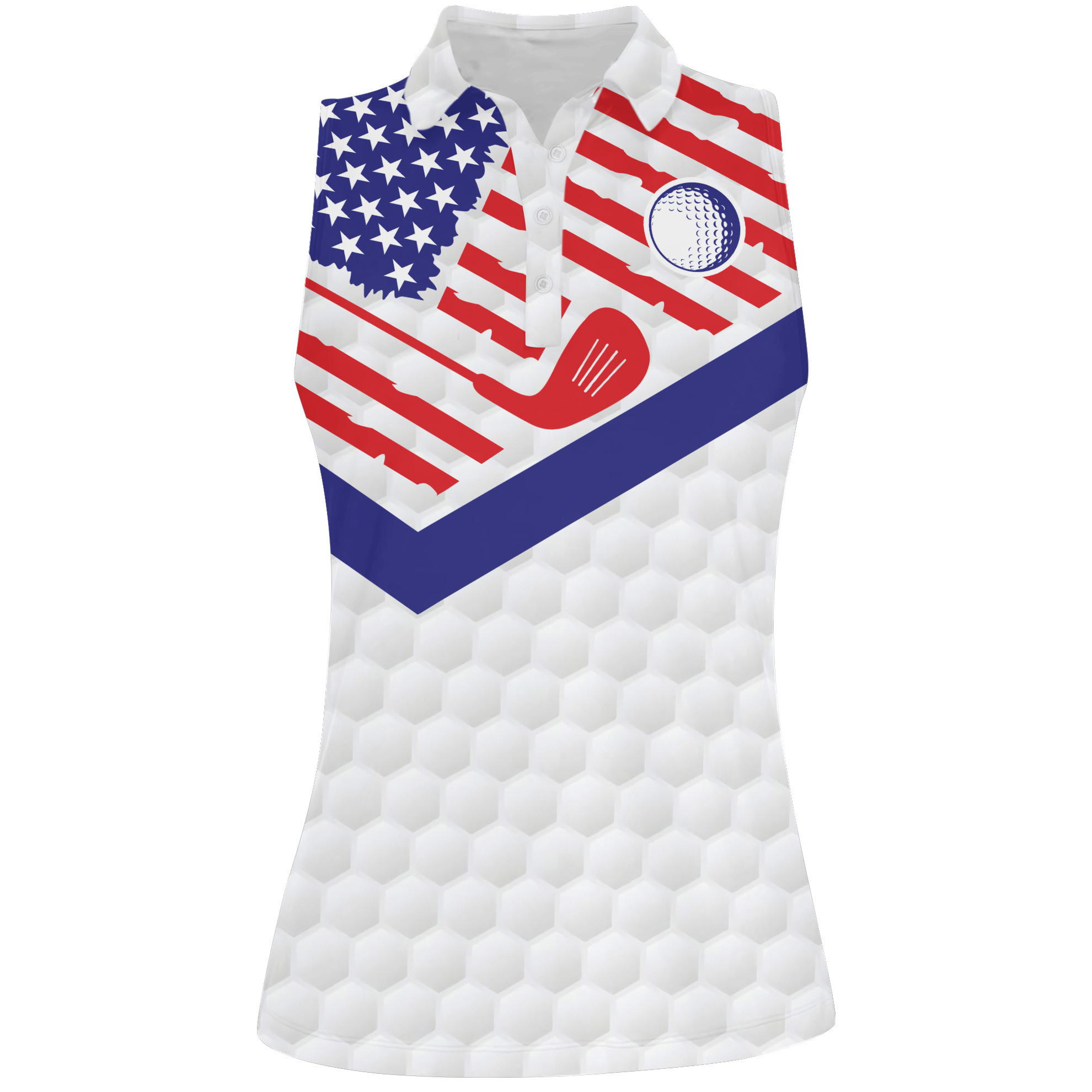 American Flag Golf Women Short Sleeve Polo Shirt Sleeveless Polo Shirt ...