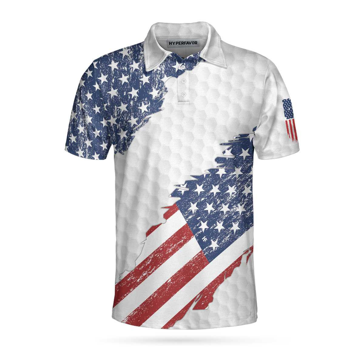 American Flag Ripped Golf Polo Shirt Simple American Golf Shirt Design Best Golf Gift Idea For American Golfers