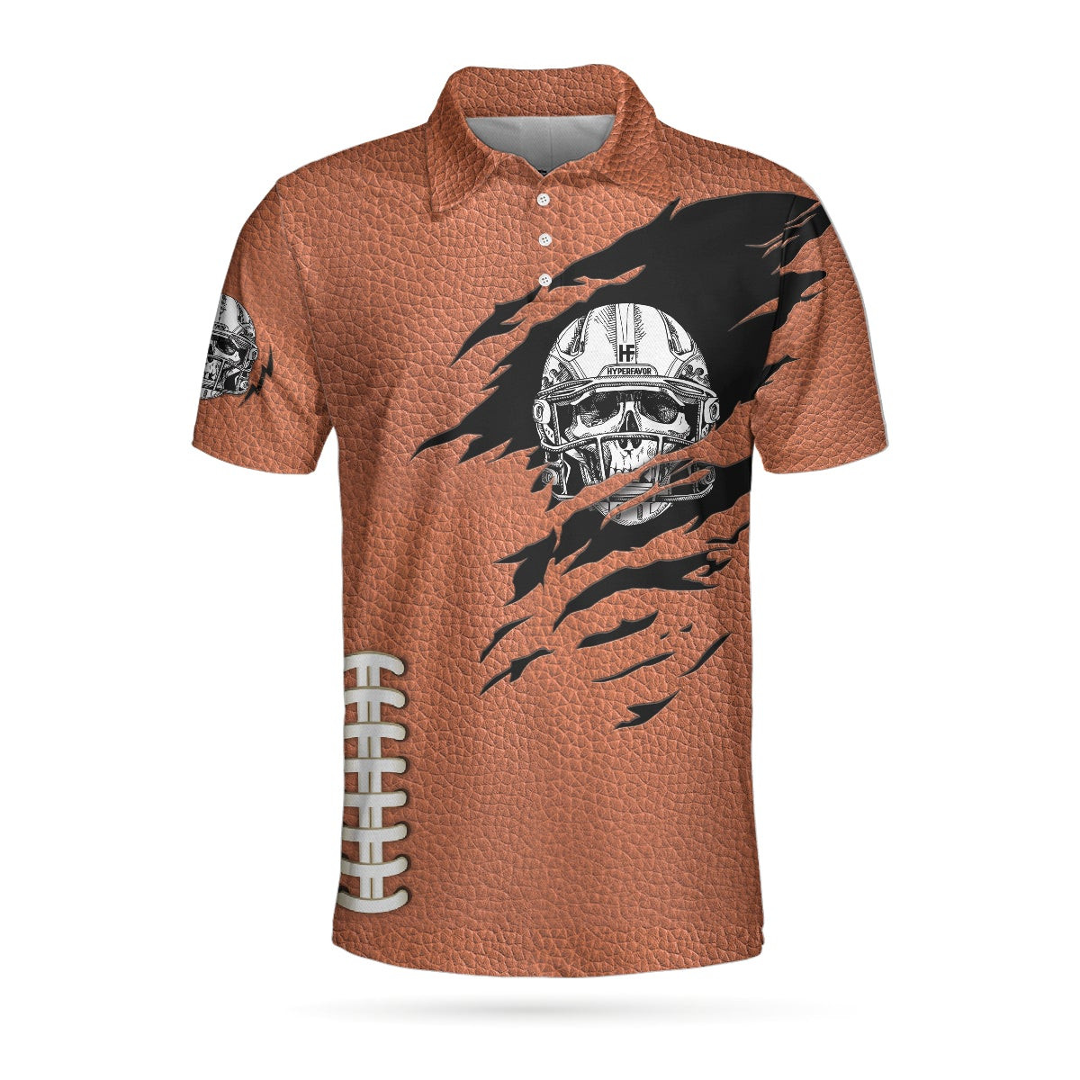 American Football Texture Short Sleeve Polo Shirt Skull Football Player Polo Shirt Best Football Shirt For Men