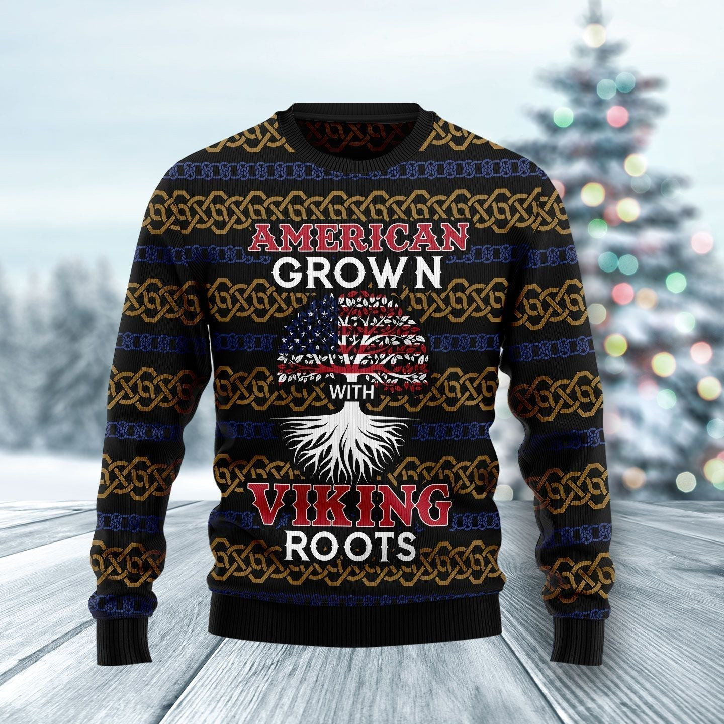 American Grown With Viking Roots Ugly Christmas Sweater Ugly Sweater For Men Women, Holiday Sweater