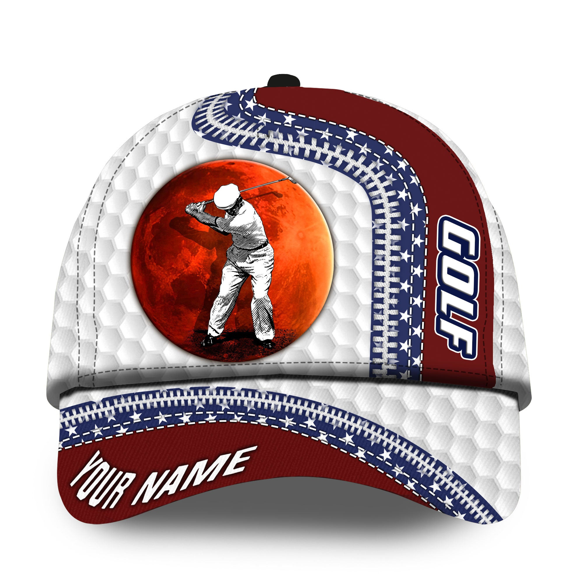 American Man Plays Golf Multicolored Personalized Cap Golf Hats For Golf Lovers Personalized Classic Cap