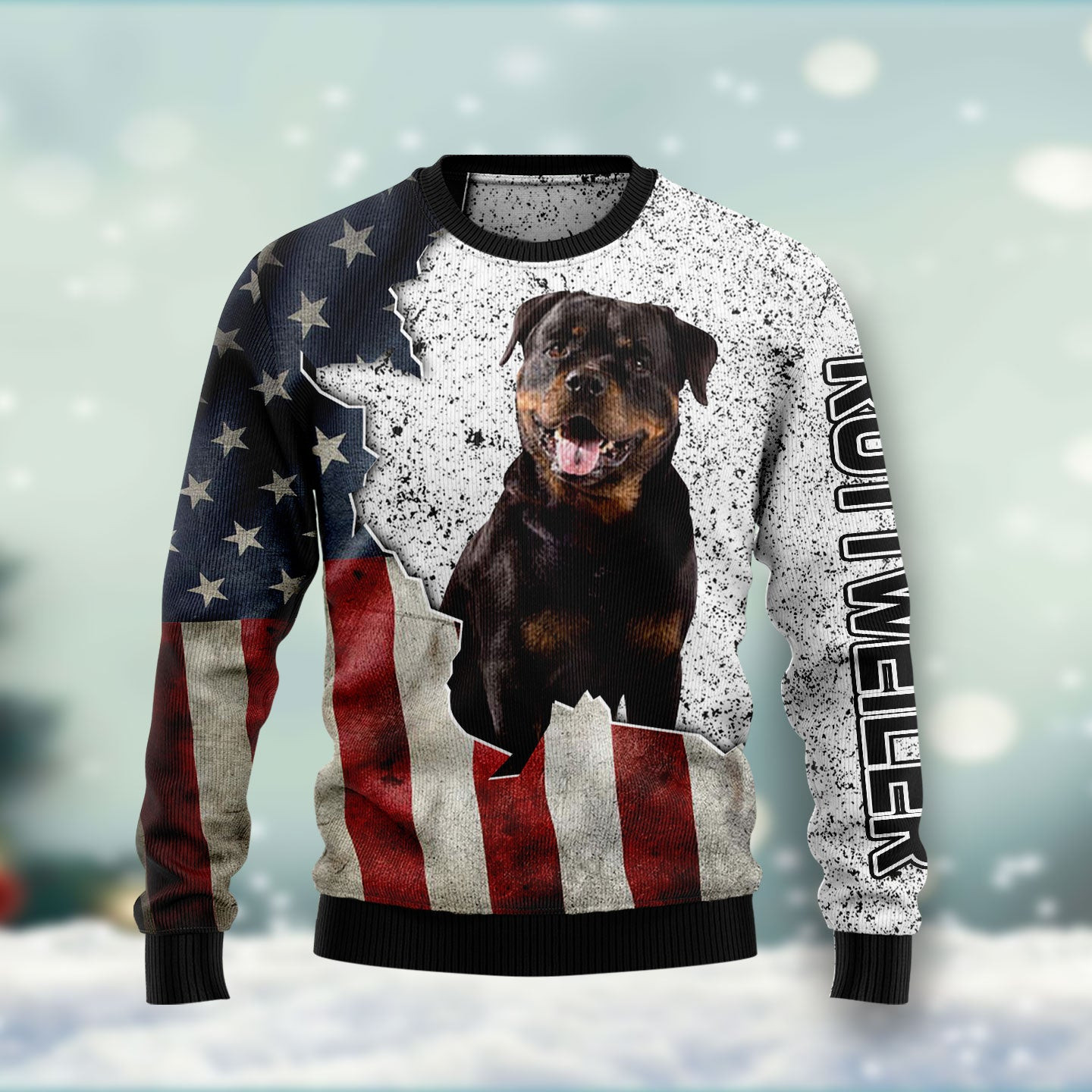 American Rottweiler Ugly Christmas Sweater, Ugly Sweater For Men Women, Holiday Sweater