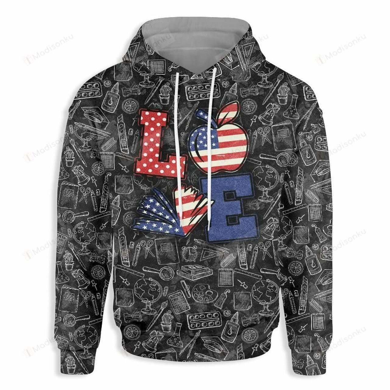 American Teacher Love 3d All Over Print Hoodie