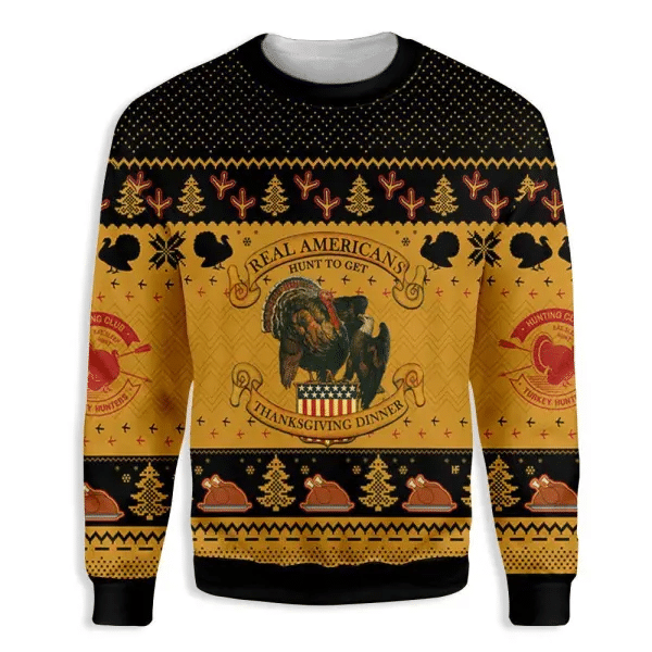 Americans Turkey Hunting Thanksgiving Ugly Christmas Sweater Ugly Sweater For Men Women, Holiday Sweater