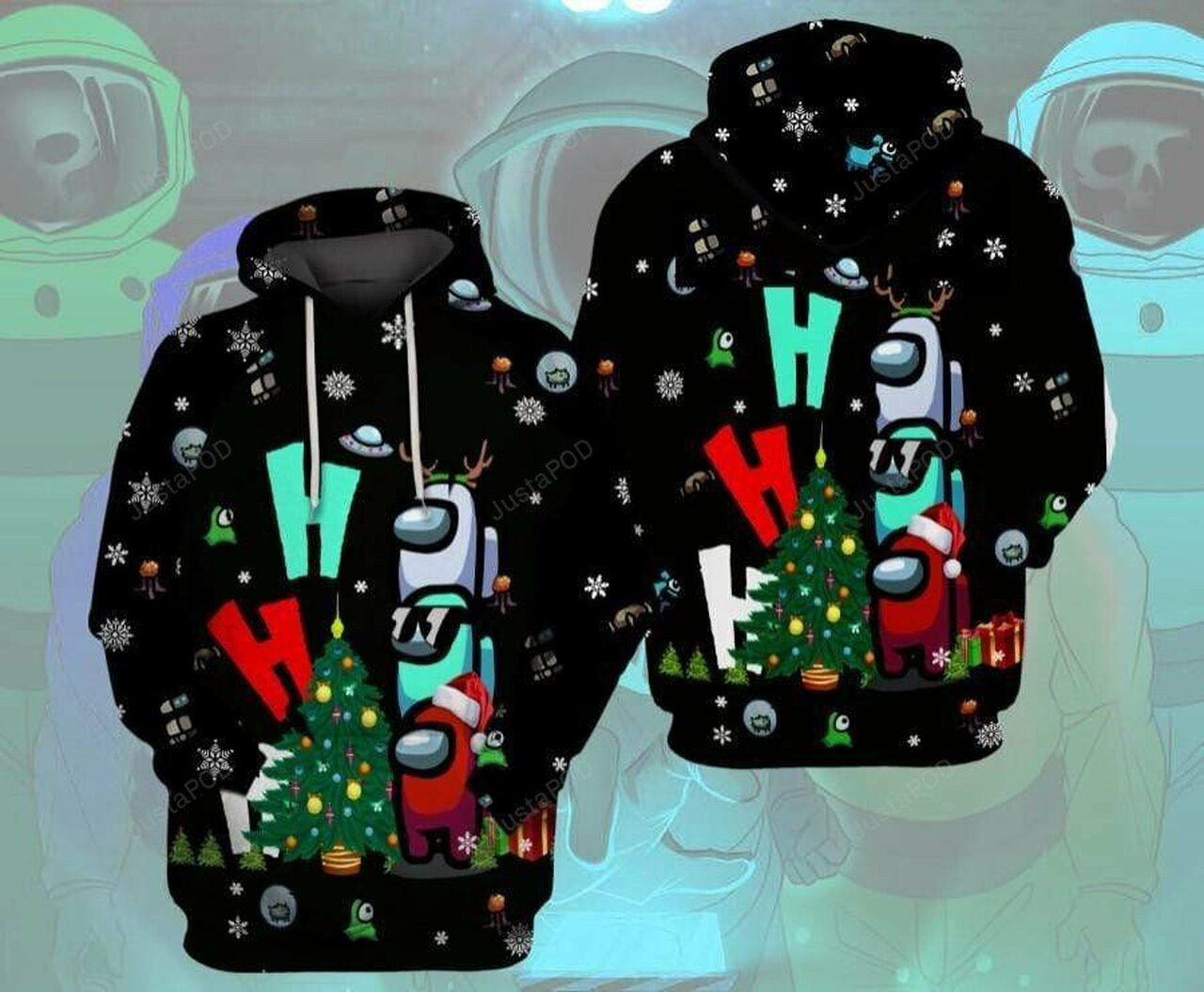 Among Us Christmas Ho Ho Ho 3d All Print Hoodie, Zip-up Hoodie