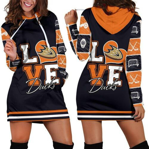 Anaheim Ducks Hoodie Dress Sweater Dress Sweatshirt Dress 3d All Over Print For Women Hoodie