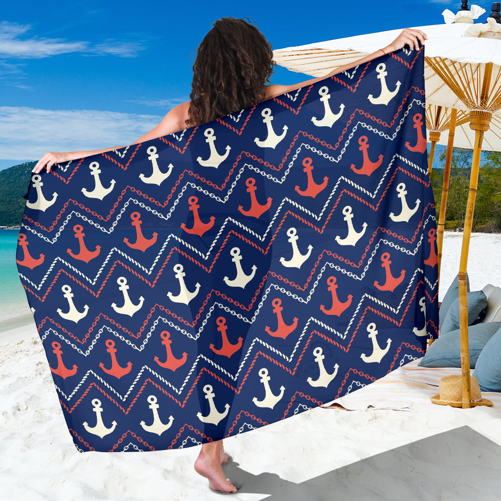 Anchor Pattern Print Sarong Cover Up Anchor Pareo Wrap Skirt Dress