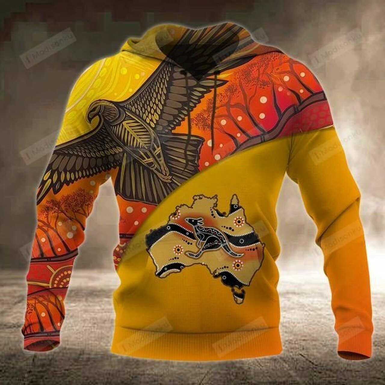 Ancient Pattern Maori Red Yellow 3d All Over Print Hoodie