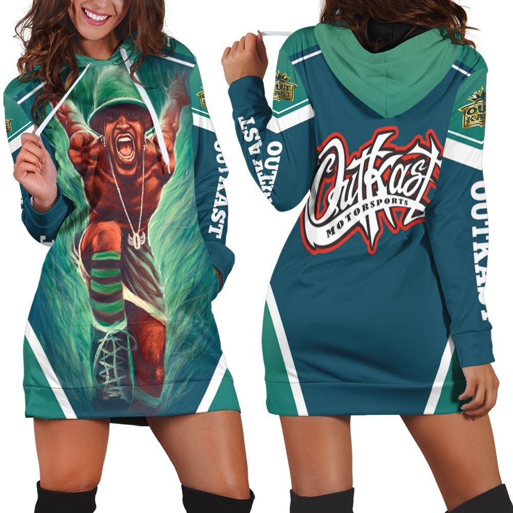 Andre 3000 Outkast Green Hoodie Dress Sweater Dress Sweatshirt Dress