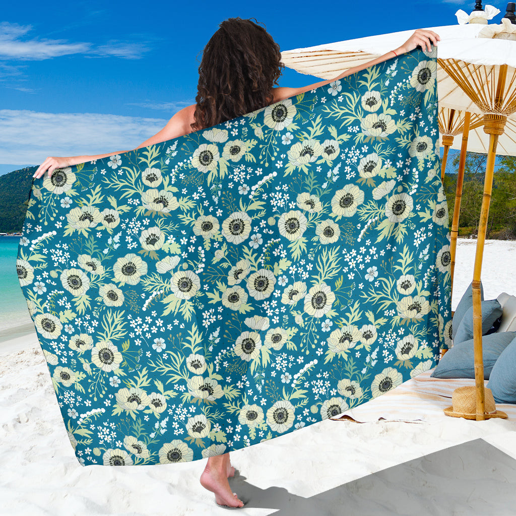 Anemone Pattern Print Sarong Cover Up Anemone Pareo Wrap Skirt Dress