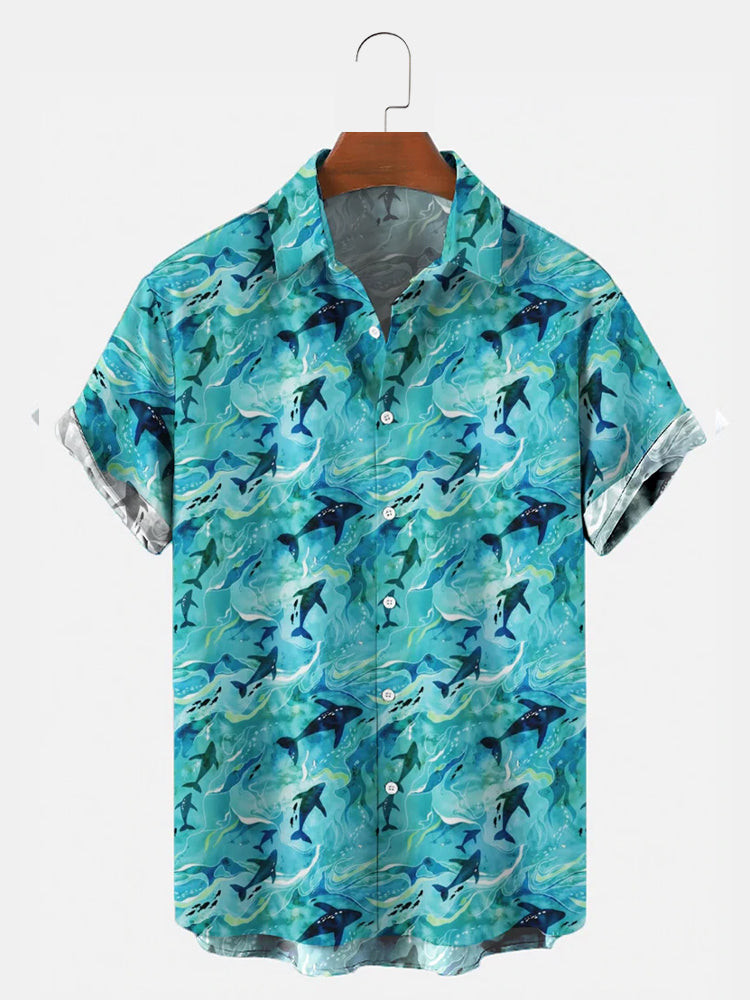 Animal Hawaiian Shirt Collar Printed Hawaiian Shirts Tops Summer Hawaiian