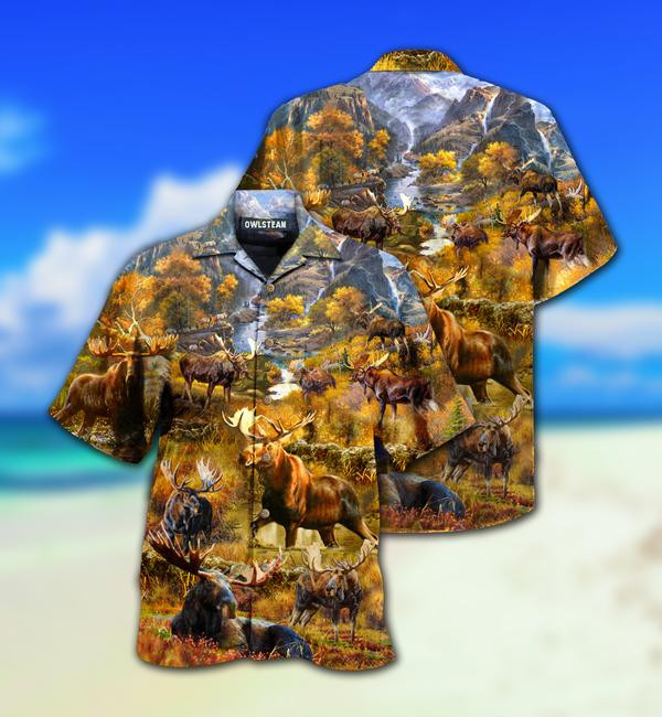 Animals Advice From A Moose Spend Time In The Woods Limited Edition - Hawaiian Shirt Hawaiian Shirt For Men