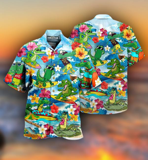 Animals Alligator Wave Surfing Limited Edition - Hawaiian Shirt - Hawaiian Shirt For Men