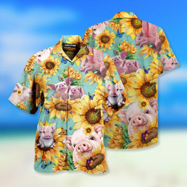 Animals Amazing Pig Loves Sunflowers Limited Edition - Hawaiian Shirt - Hawaiian Shirt For Men, Hawaiian Shirt For Women, Aloha Shirt