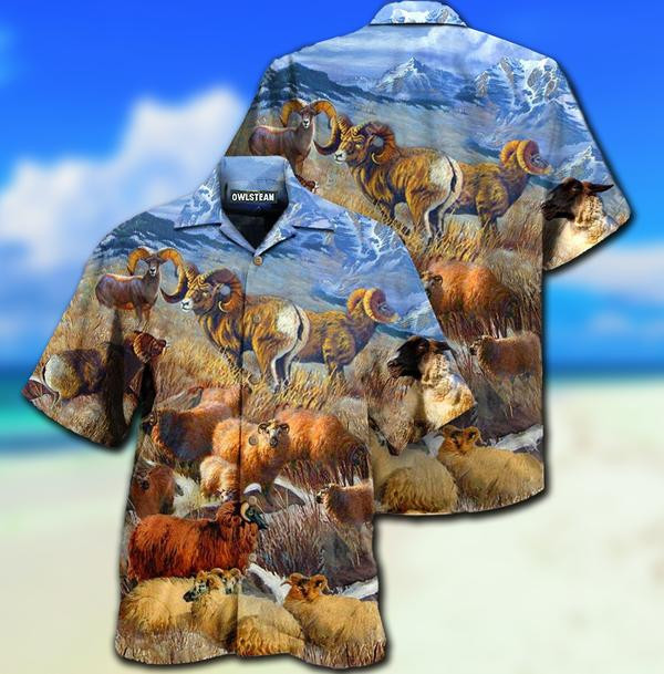 Animals Bighorn Sheeps In Beautiful Plateau Limited Edition - Hawaiian Shirt - Hawaiian Shirt For Men