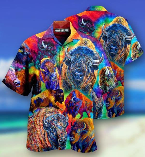 Animals Colorful Bisons Edition - Hawaiian Shirt Hawaiian Shirt For Men