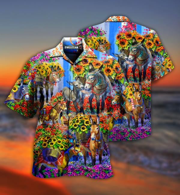 Animals Donkey In The Spring Edition - Hawaiian Shirt - Hawaiian Shirt For Men