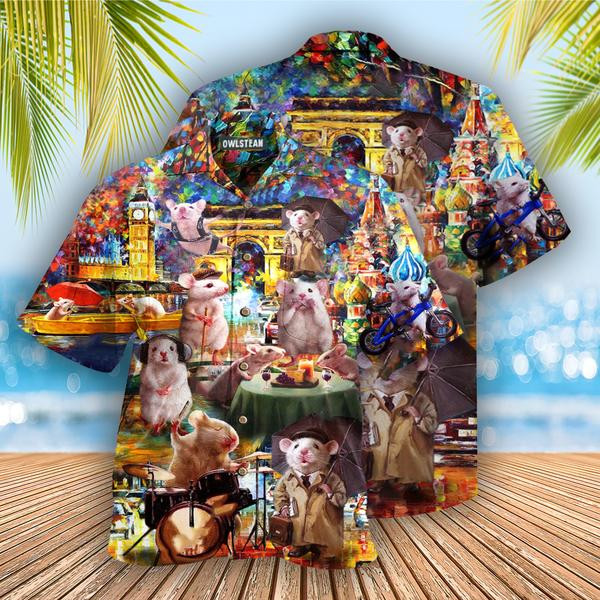 Animals Hamster Traveling Around The World Edition - Hawaiian Shirt - Hawaiian Shirt For Men