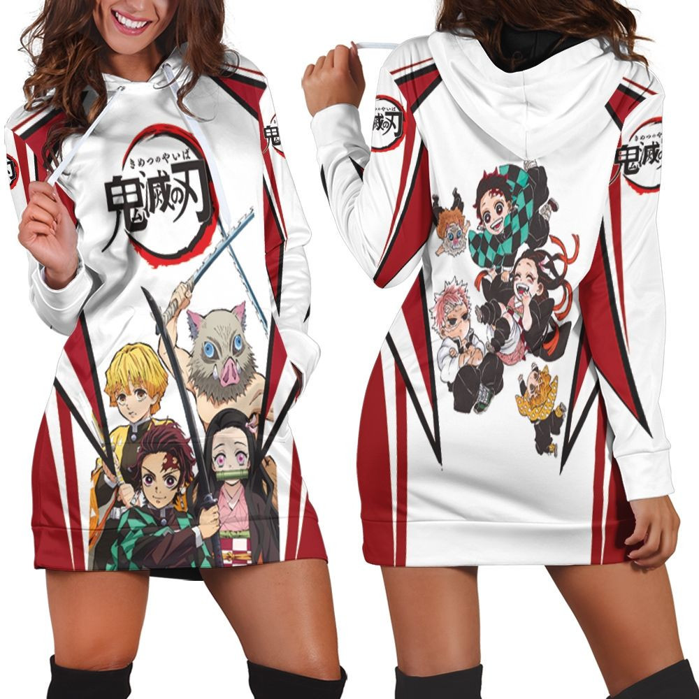 Anime Kimetsu No Yaiba Tanjiro And Friends Hoodie Dress Sweater Dress Sweatshirt Dress