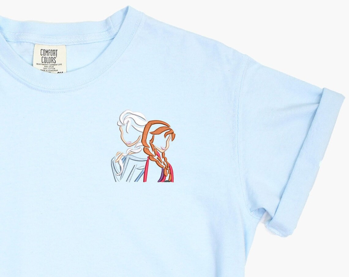 Anna Elsa Embroidered Tshirt Frozen Embroidered Shirt Princess T Shirt Elsa Shirt Disney Tshirt Womens Disney Shirt
