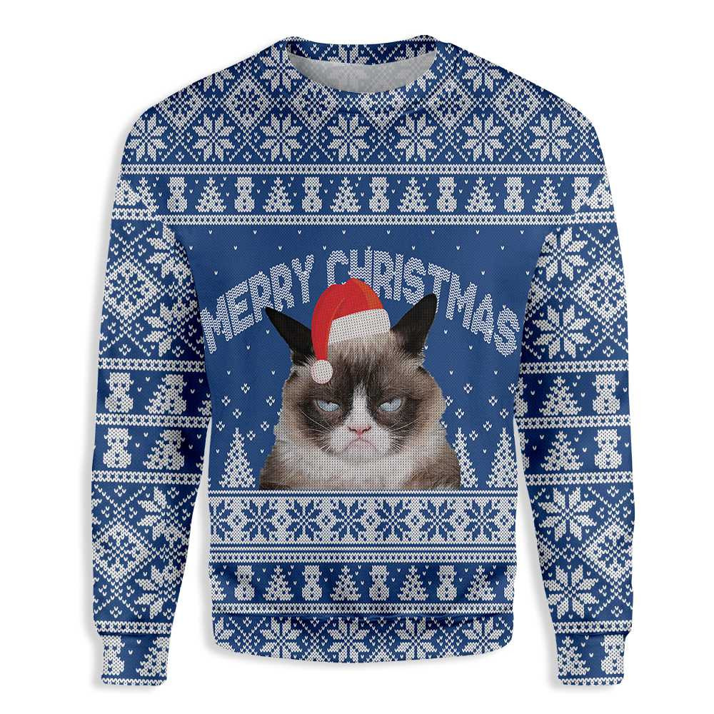 Annoyed Cat Ugly Christmas Sweater, Ugly Sweater For Men Women, Holiday Sweater