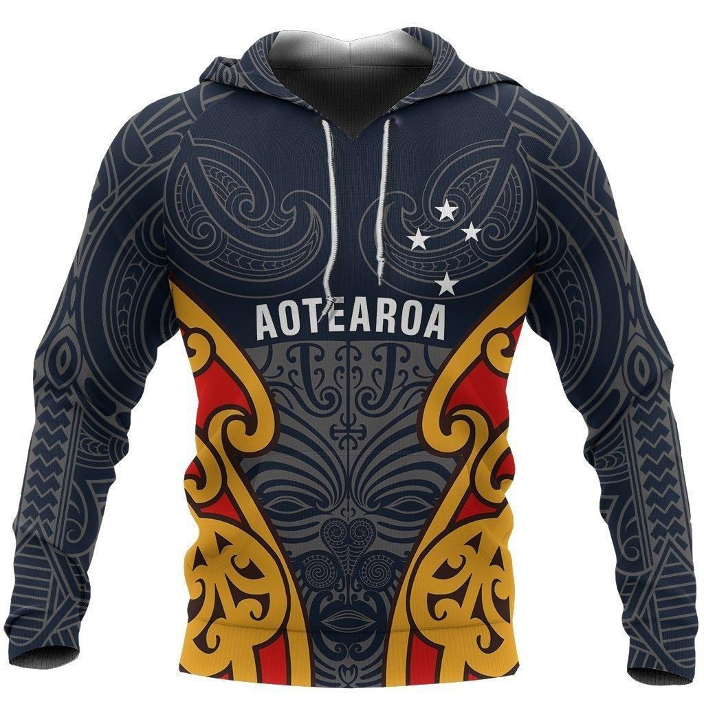 Aotearoa Hoodie Maori Moko 3D All Over Print