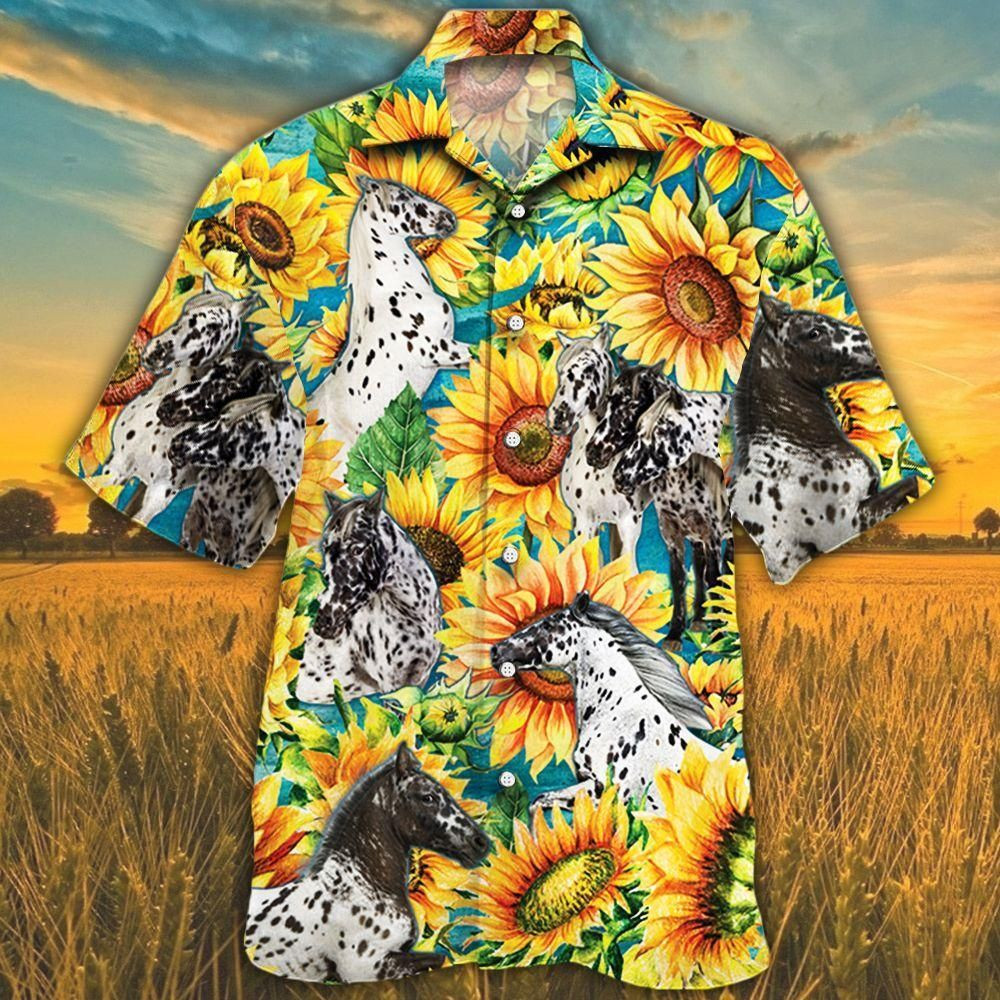 Appaloosa Horse Lovers Sunflower Watercolor Aloha Hawaiian Shirt Colorful Short Sleeve Summer Beach Casual Shirt For Men And Women