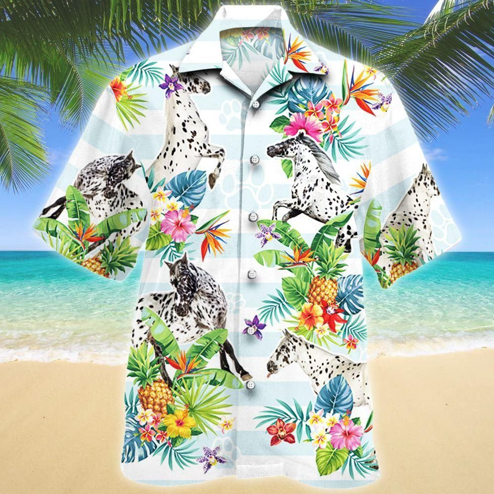 Appaloosa Horse Tropical Flower Aloha Hawaiian Shirt Colorful Short Sleeve Summer Beach Casual Shirt For Men And Women