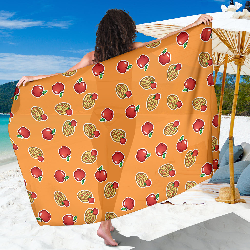 Apple Pie Pattern Print Sarong Cover Up Apple Pie Pareo Wrap Skirt Dress