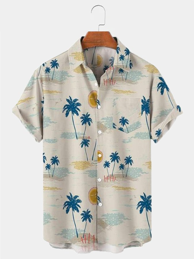 Apricot Holiday Series Geometric Printed Shirts  Tops Hawaiian Shirt for Men Women