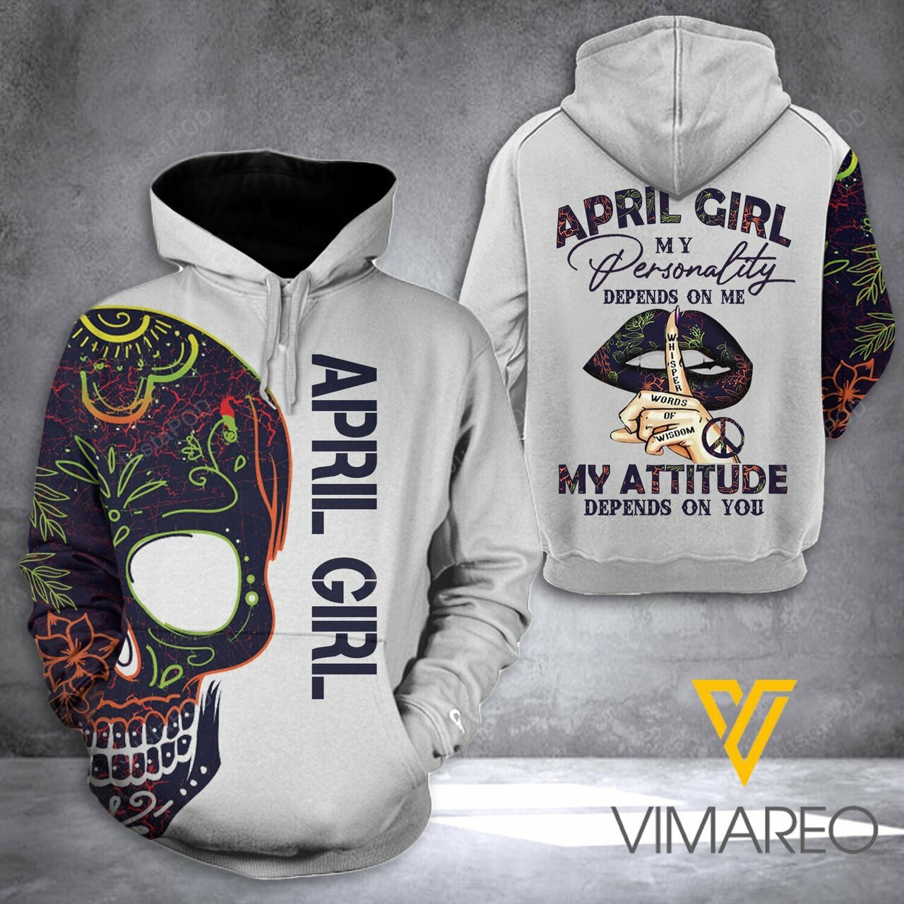 April Girl Skull 3d All Print Hoodie