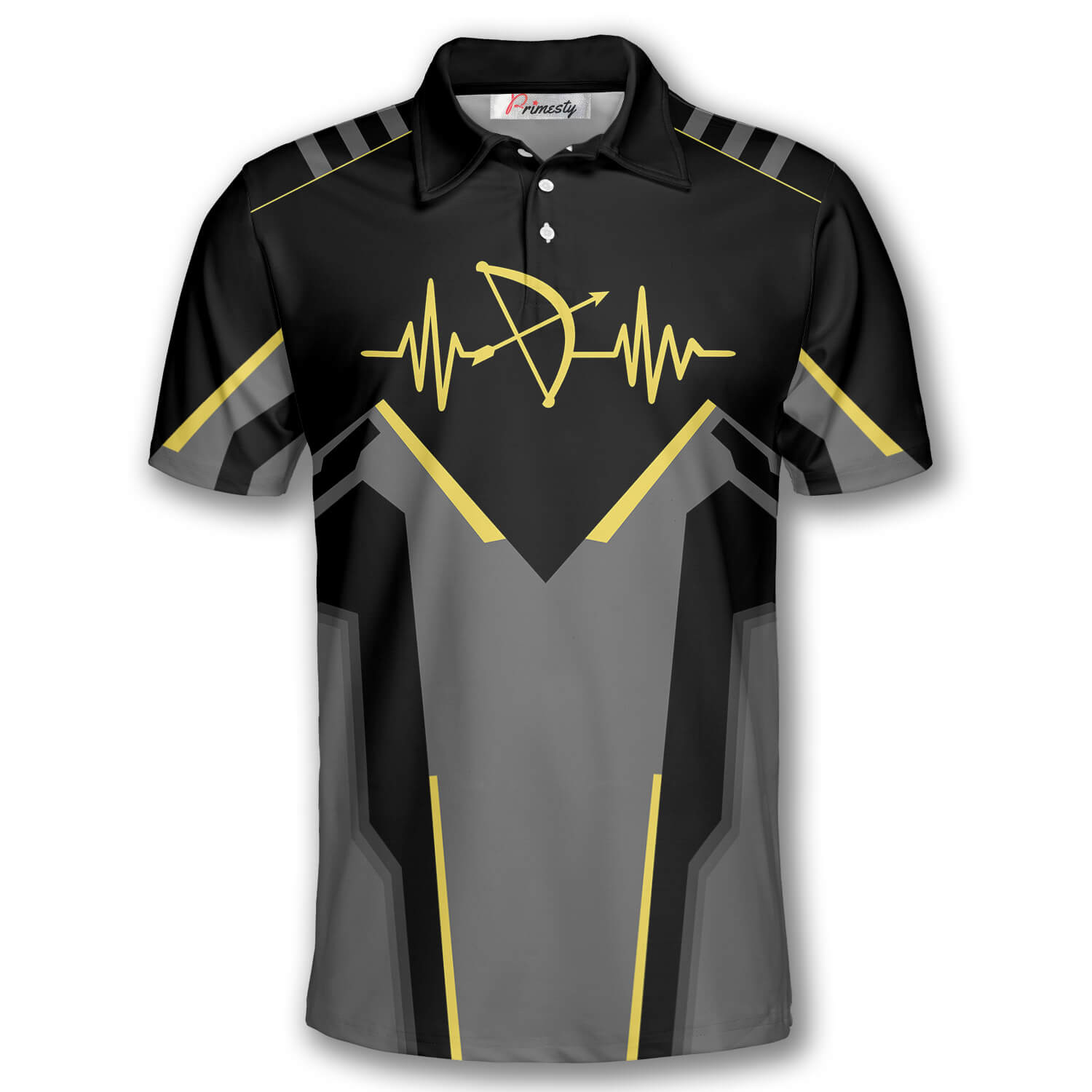Archery Heart Pulse Line Custom Polo Archery Shirts for Men